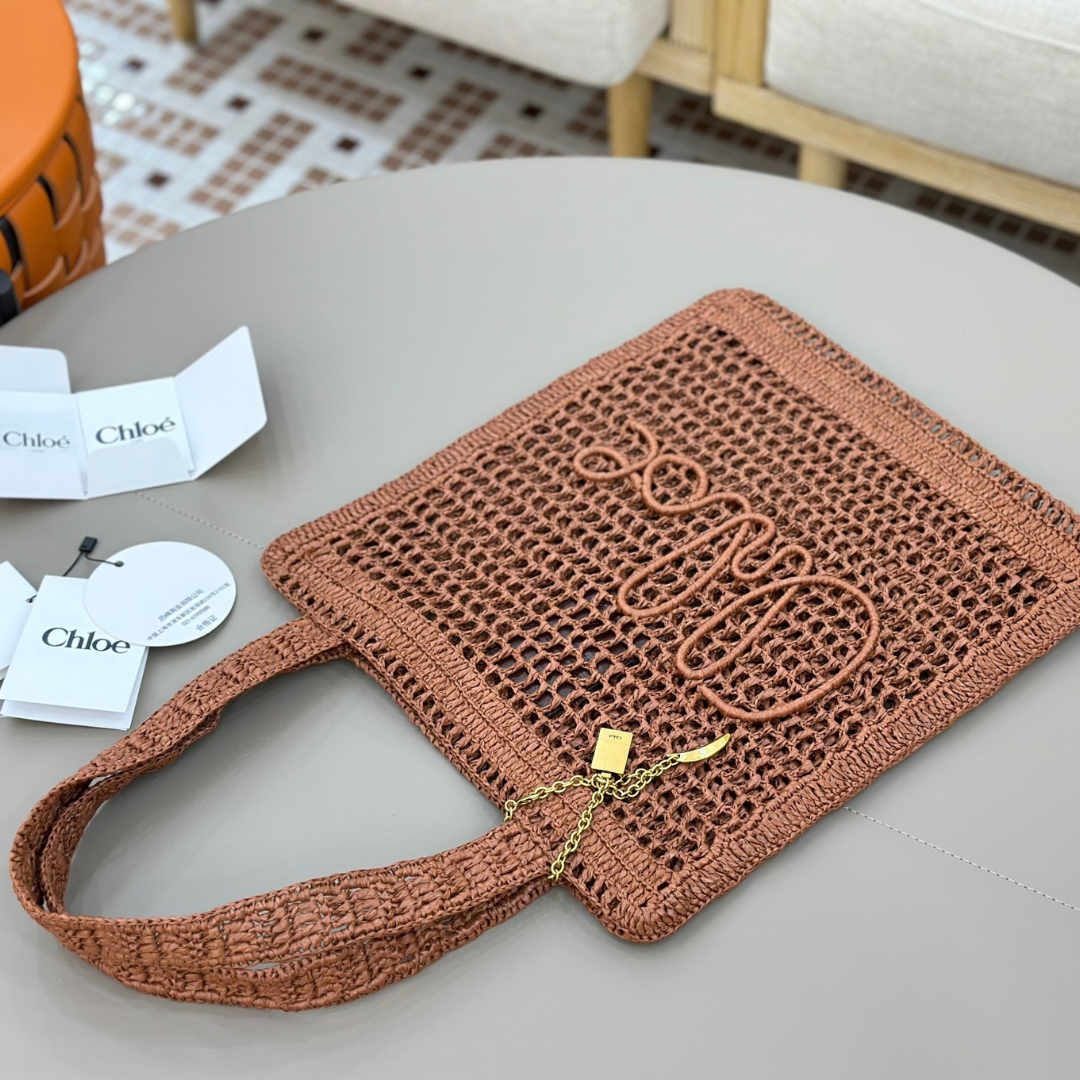 CHLOÉ VERANO-BANANEN-CARTERA DE RAFIA