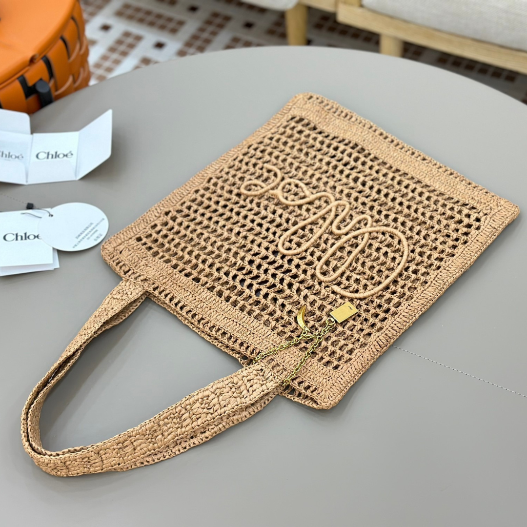 CHLOÉ VERANO-BANANEN-CARTERA DE RAFIA
