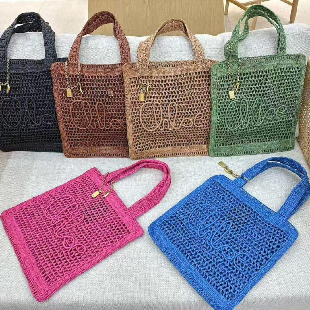 CHLOÉ VERANO-BANANEN-CARTERA DE RAFIA