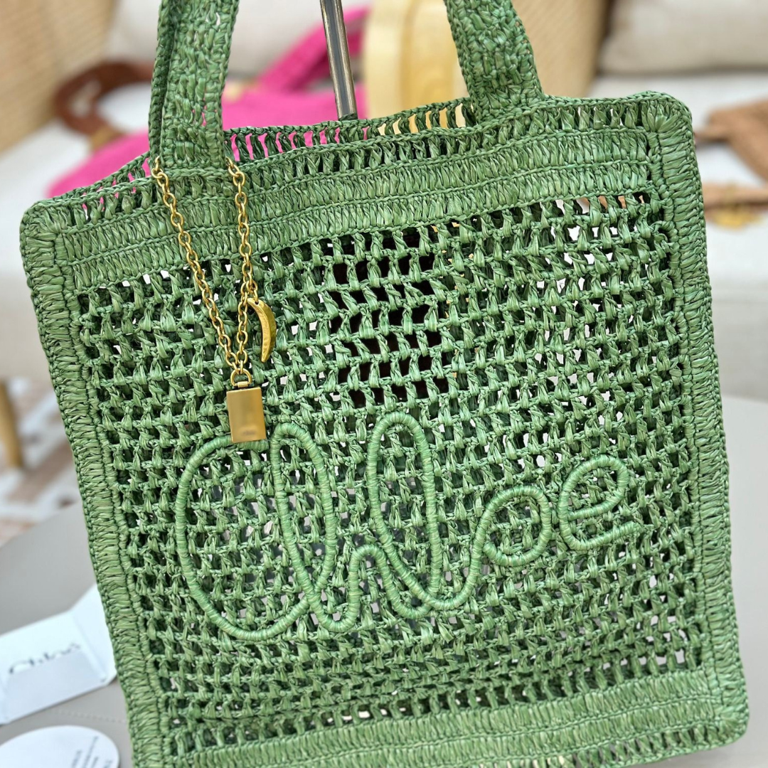 CHLOÉ VERANO-BANANEN-CARTERA DE RAFIA
