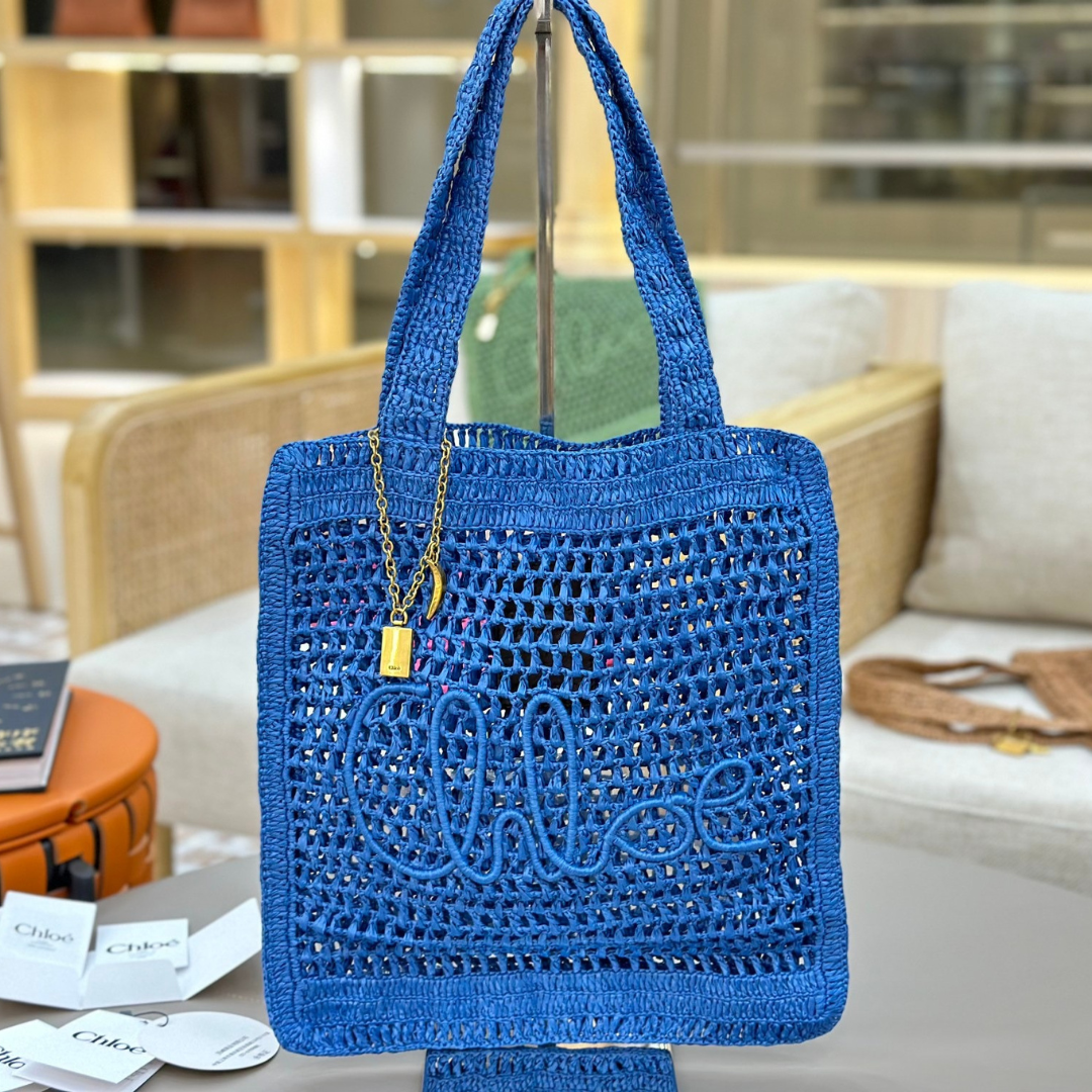 CHLOÉ VERANO-BANANEN-CARTERA DE RAFIA