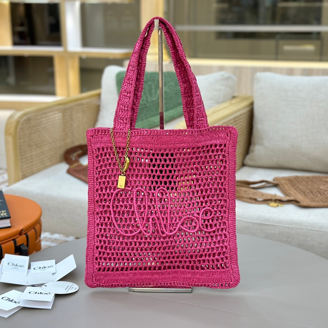 CHLOÉ VERANO-BANANEN-CARTERA DE RAFIA