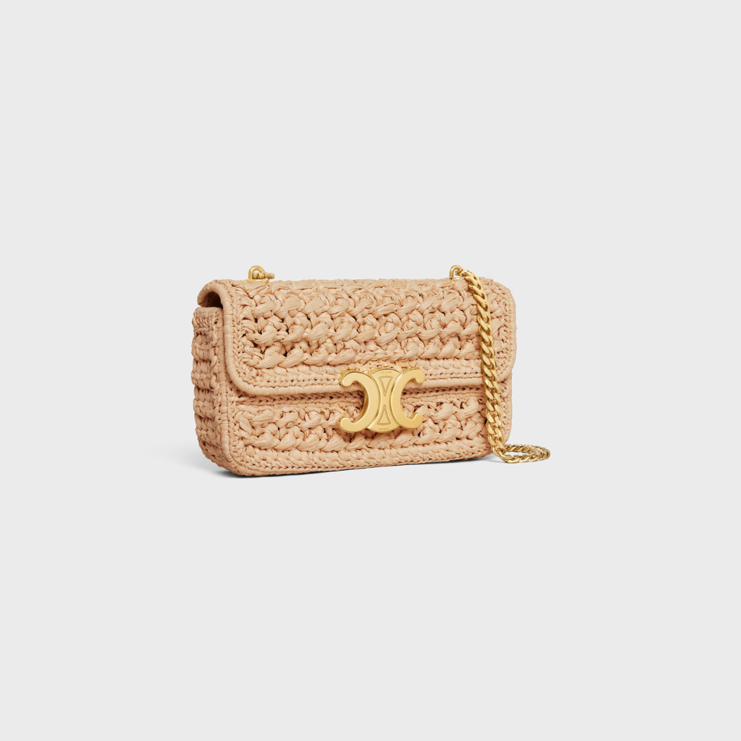 CARTERA DE HOMBRO CON CADENA CLAUDE DE RAFIA CON GEWEBEEFFEKT