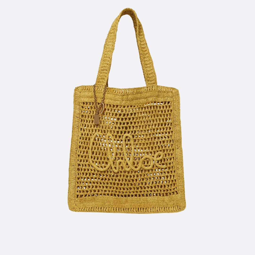 CHLOÉ VERANO-BANANEN-CARTERA DE RAFIA