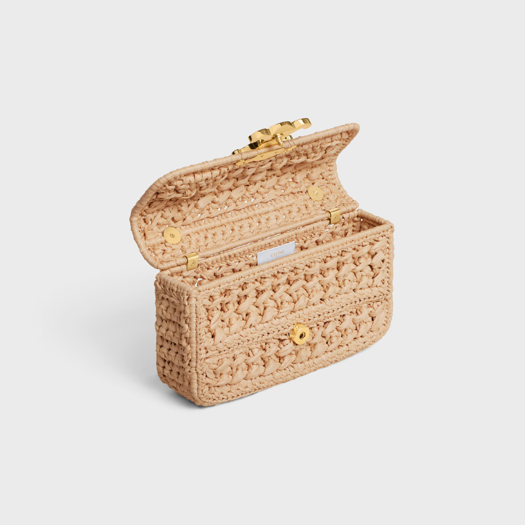 CARTERA DE HOMBRO CON CADENA CLAUDE DE RAFIA CON GEWEBEEFFEKT