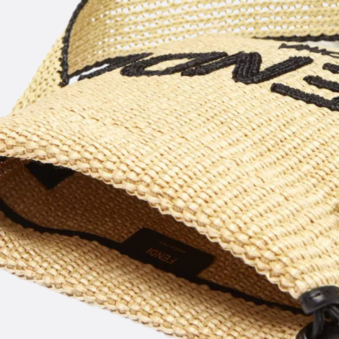 FENDI SACK SMALL TEJIDA BOLSO DE PAJA EN BEIGE
