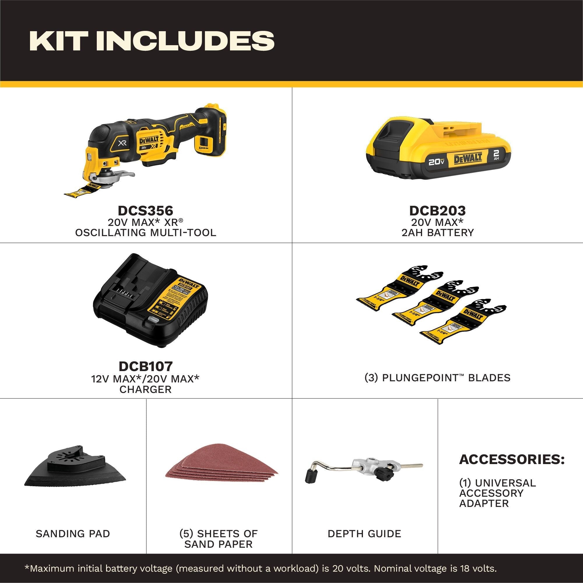 DeWalt DCS356D1 20V MAX XR Brushless Cordless Oscillating Multi-Tool Kit