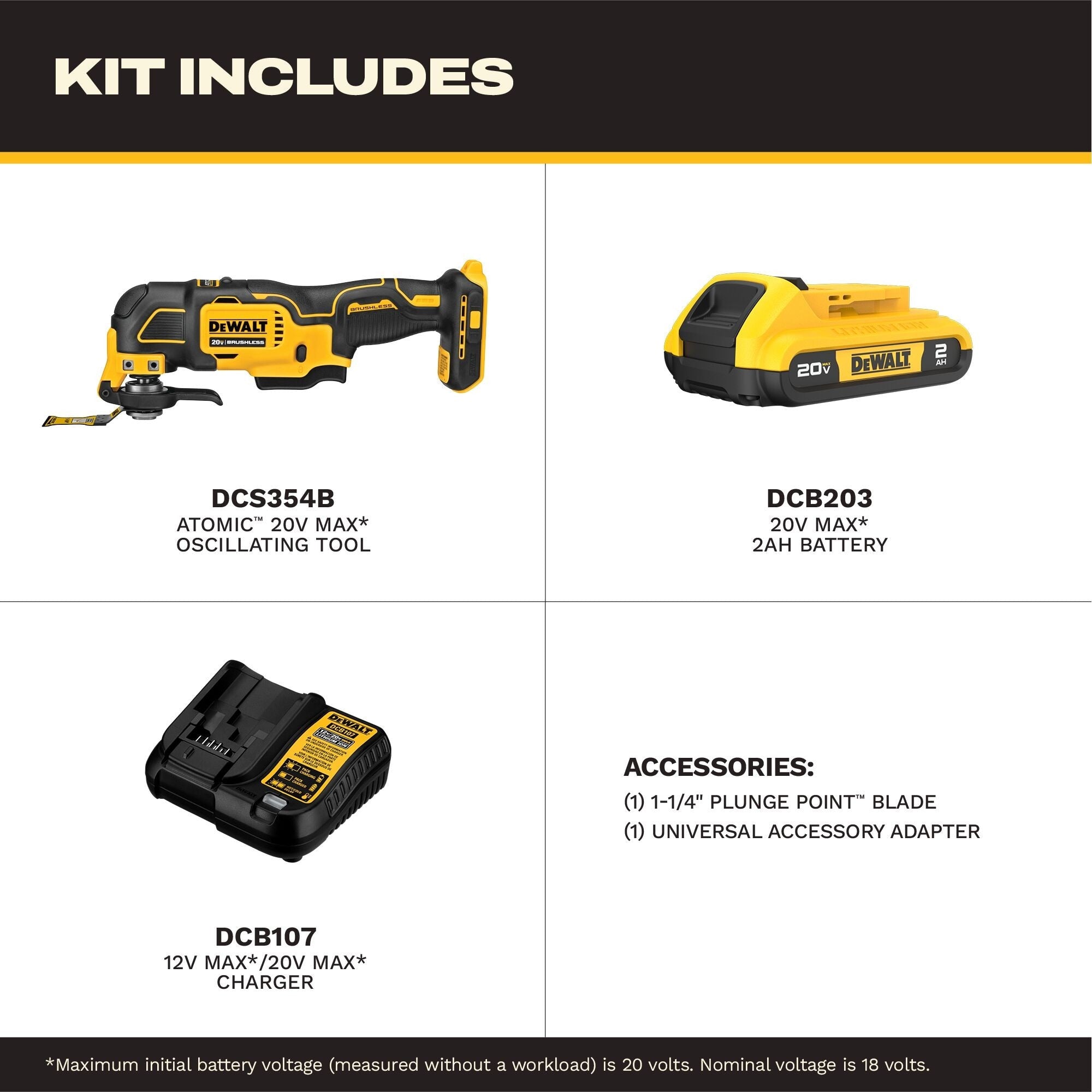 DeWalt DCS354D1 20V MAX Brushless Cordless Oscillating Multi-Tool, Kit