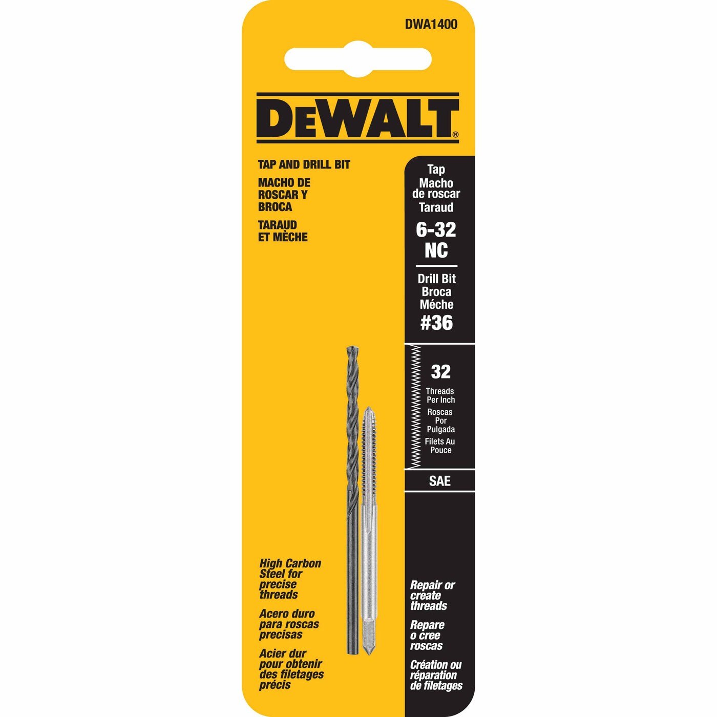 DeWalt DWA1400 6"-32 NC Tap Set with Drill Bit