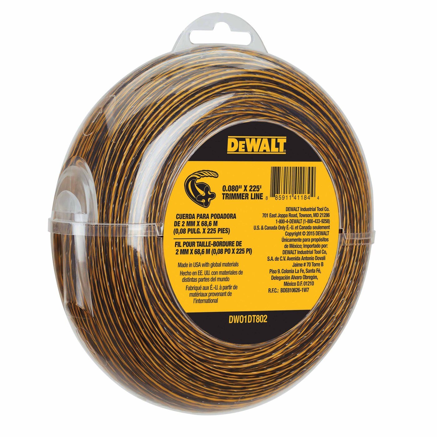 DeWalt DWO1DT802 String Trimmer Line, 225' x 0.080"