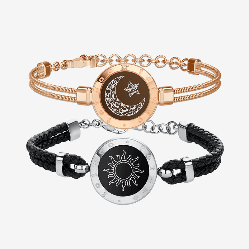 Sun & Moon Touch Bracelets (Braided Sun+Snake Chain Moon)