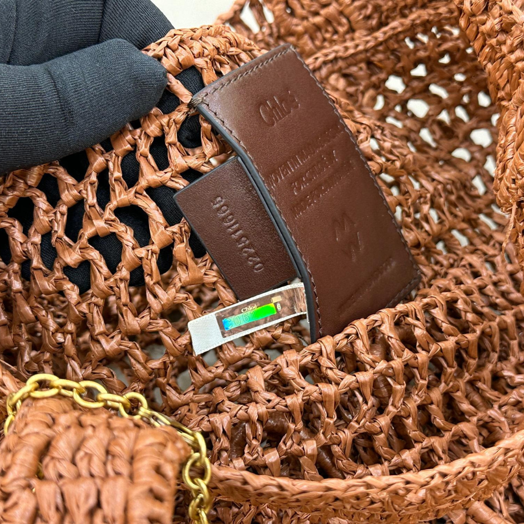 CHLOÉ VERANO-BANANEN-CARTERA DE RAFIA