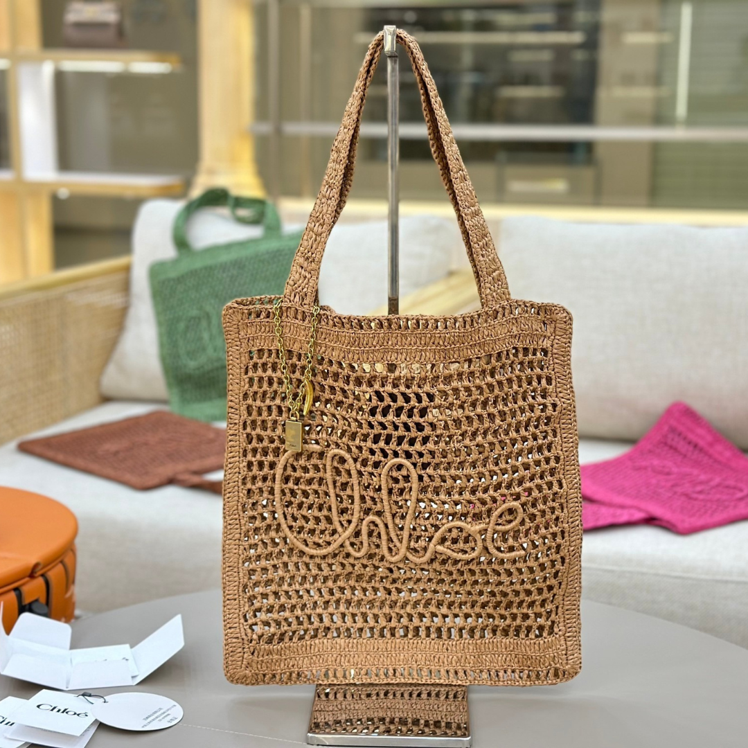 CHLOÉ VERANO-BANANEN-CARTERA DE RAFIA
