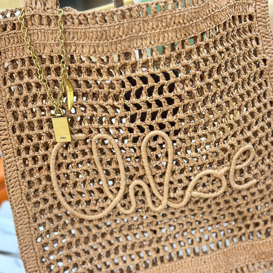 CHLOÉ VERANO-BANANEN-CARTERA DE RAFIA
