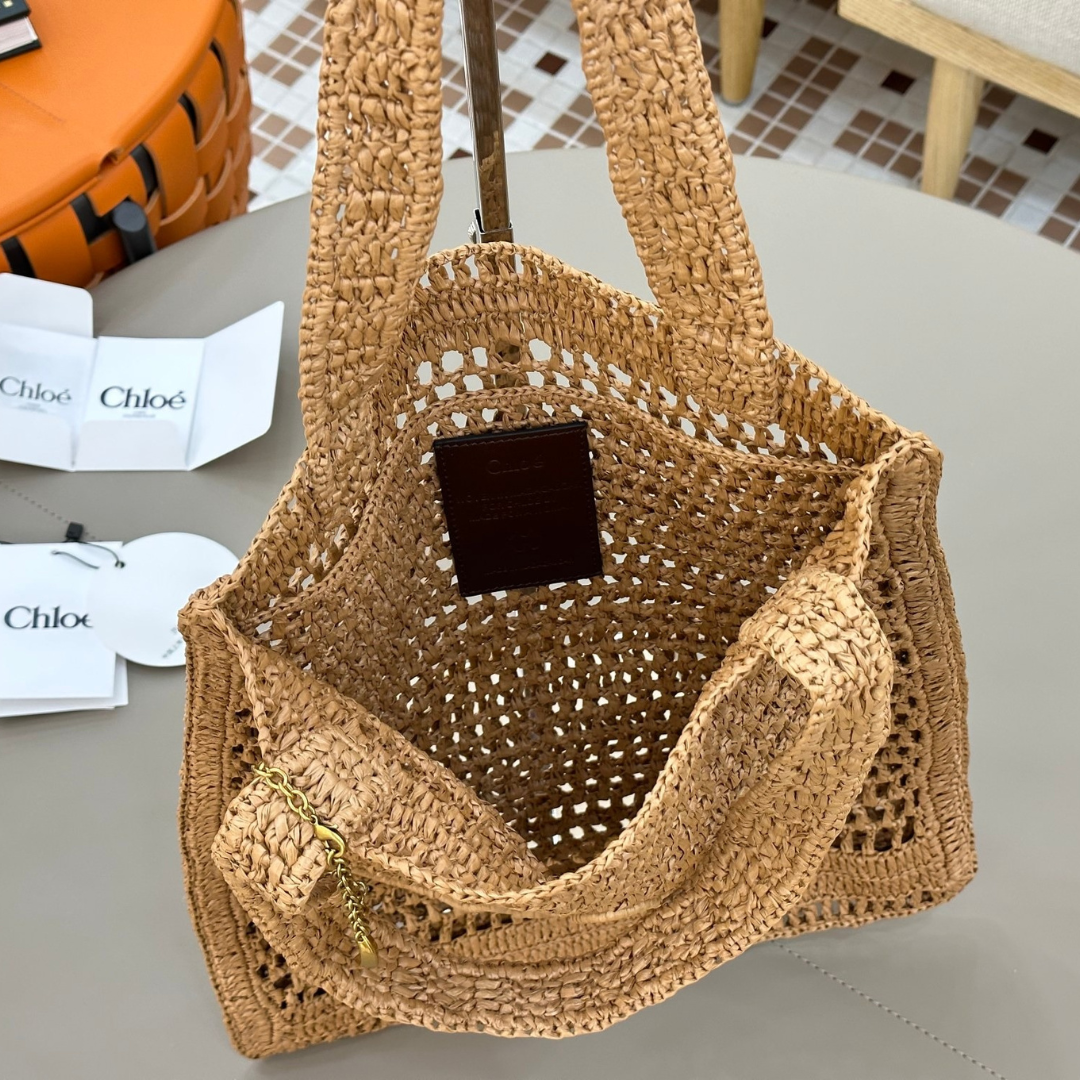CHLOÉ VERANO-BANANEN-CARTERA DE RAFIA