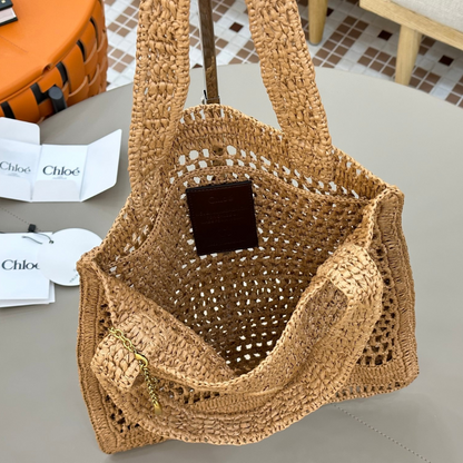 CHLOÉ VERANO-BANANEN-CARTERA DE RAFIA
