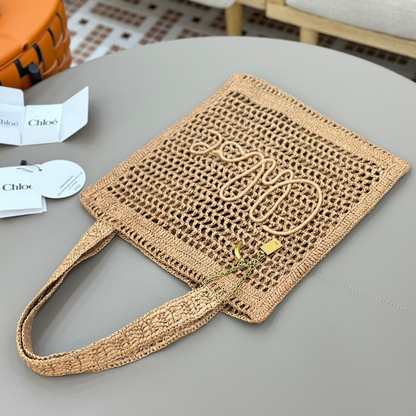 CHLOÉ VERANO-BANANEN-CARTERA DE RAFIA
