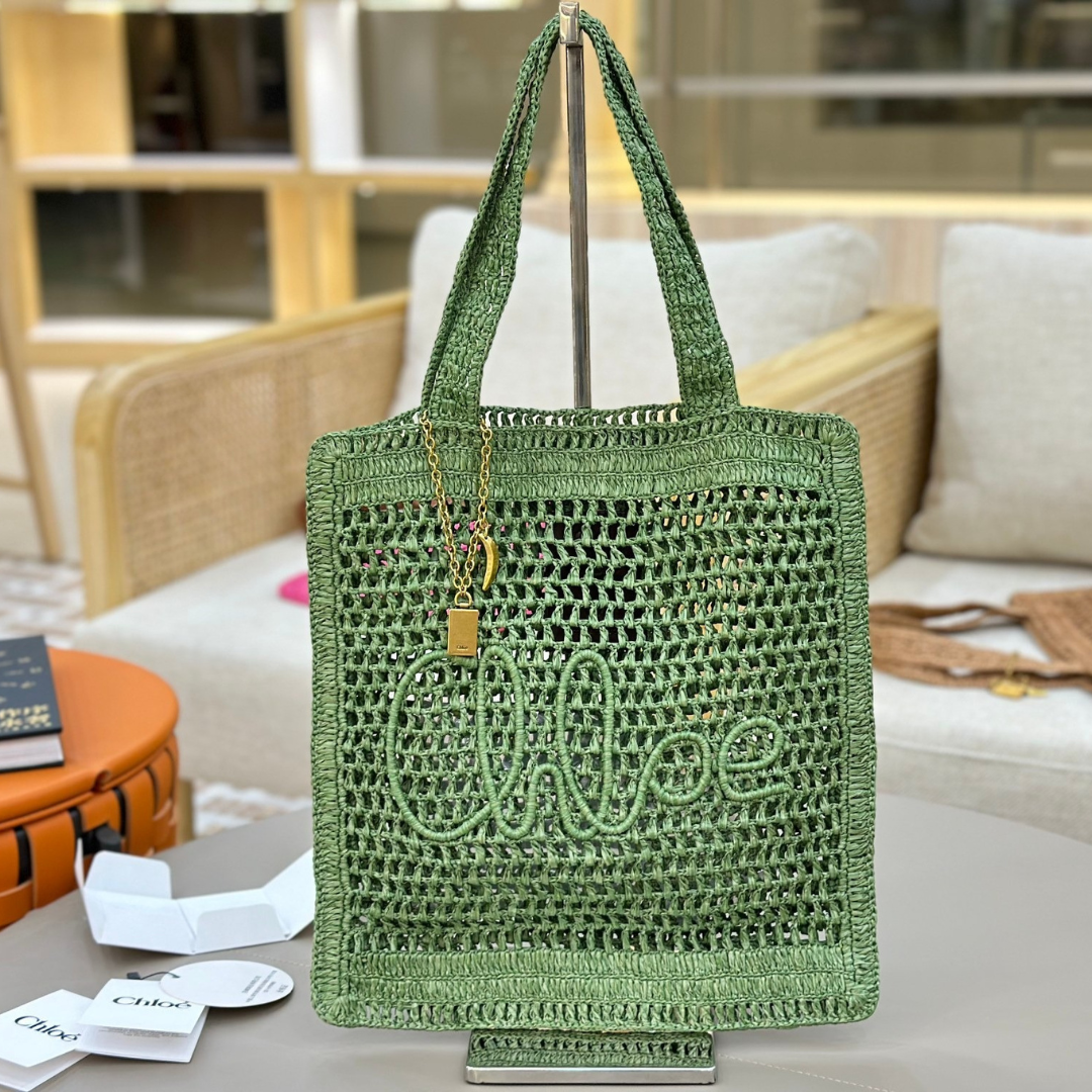 CHLOÉ VERANO-BANANEN-CARTERA DE RAFIA