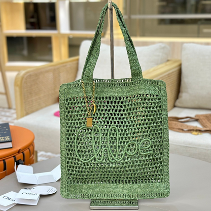 CHLOÉ VERANO-BANANEN-CARTERA DE RAFIA