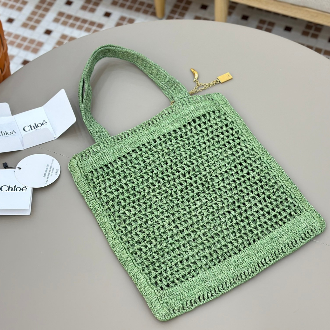 CHLOÉ VERANO-BANANEN-CARTERA DE RAFIA
