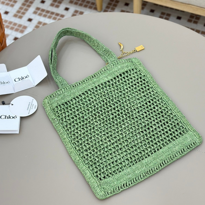 CHLOÉ VERANO-BANANEN-CARTERA DE RAFIA