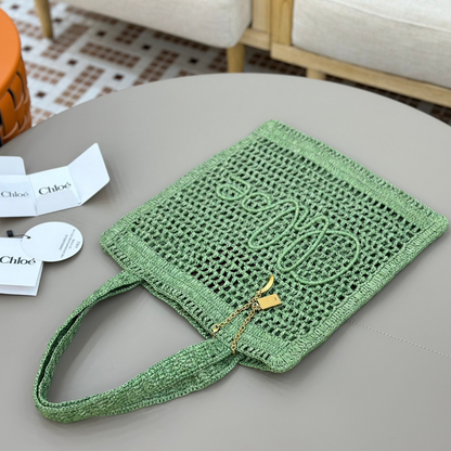 CHLOÉ VERANO-BANANEN-CARTERA DE RAFIA