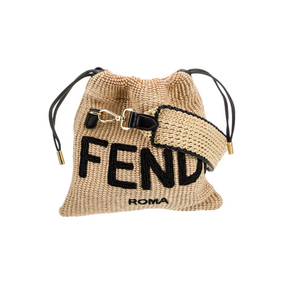 FENDI SACK SMALL TEJIDA BOLSO DE PAJA EN BEIGE