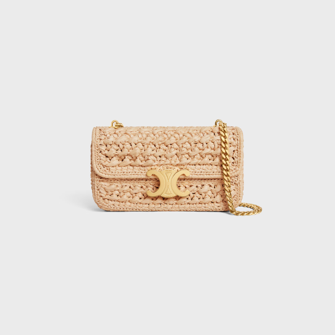CARTERA DE HOMBRO CON CADENA CLAUDE DE RAFIA CON GEWEBEEFFEKT