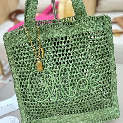 CHLOÉ VERANO-BANANEN-CARTERA DE RAFIA