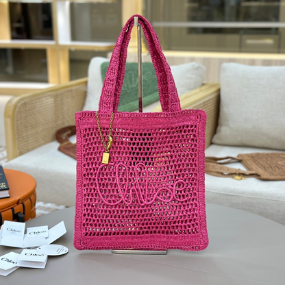 CHLOÉ VERANO-BANANEN-CARTERA DE RAFIA