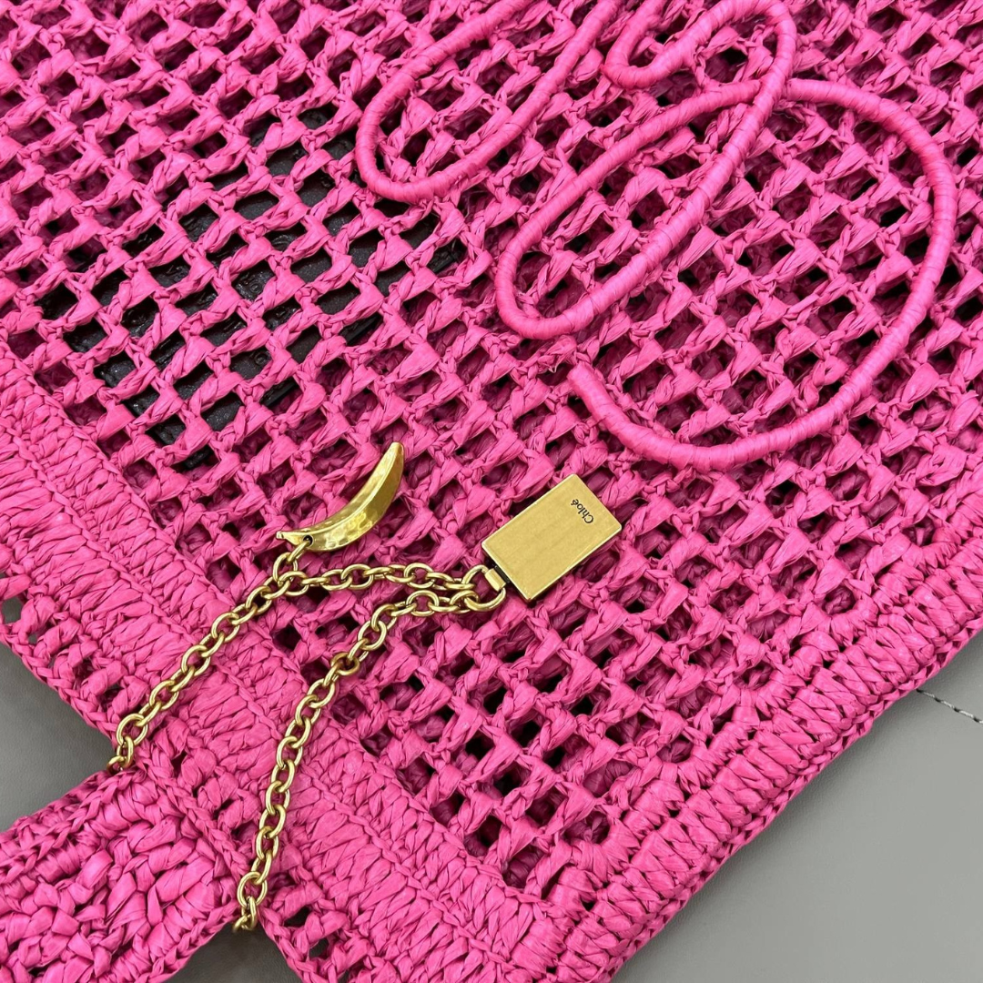 CHLOÉ VERANO-BANANEN-CARTERA DE RAFIA