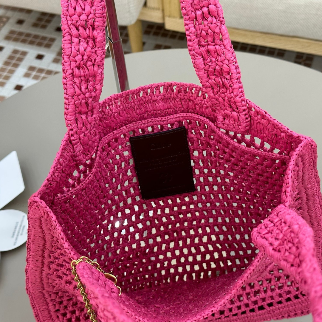 CHLOÉ VERANO-BANANEN-CARTERA DE RAFIA