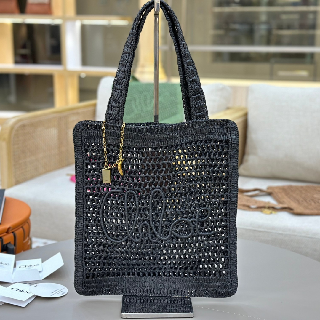 CHLOÉ VERANO-BANANEN-CARTERA DE RAFIA