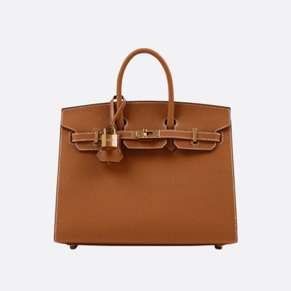 HERMÈS BIRKIN 25 HSS CRAIE/GRIS TOURTERELLE DE TOGO-CUERO CON CEPILLADO DORADO HERRAJES