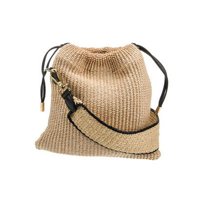 FENDI SACK SMALL TEJIDA BOLSO DE PAJA EN BEIGE