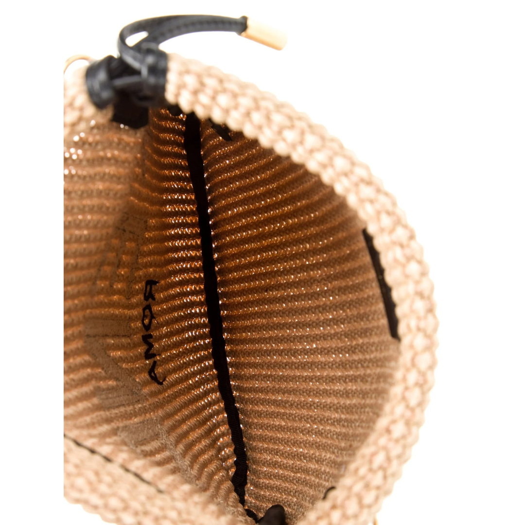 FENDI SACK SMALL TEJIDA BOLSO DE PAJA EN BEIGE