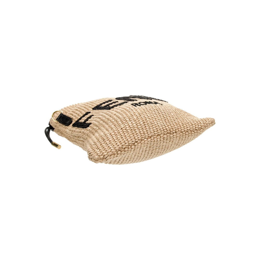 FENDI SACK SMALL TEJIDA BOLSO DE PAJA EN BEIGE