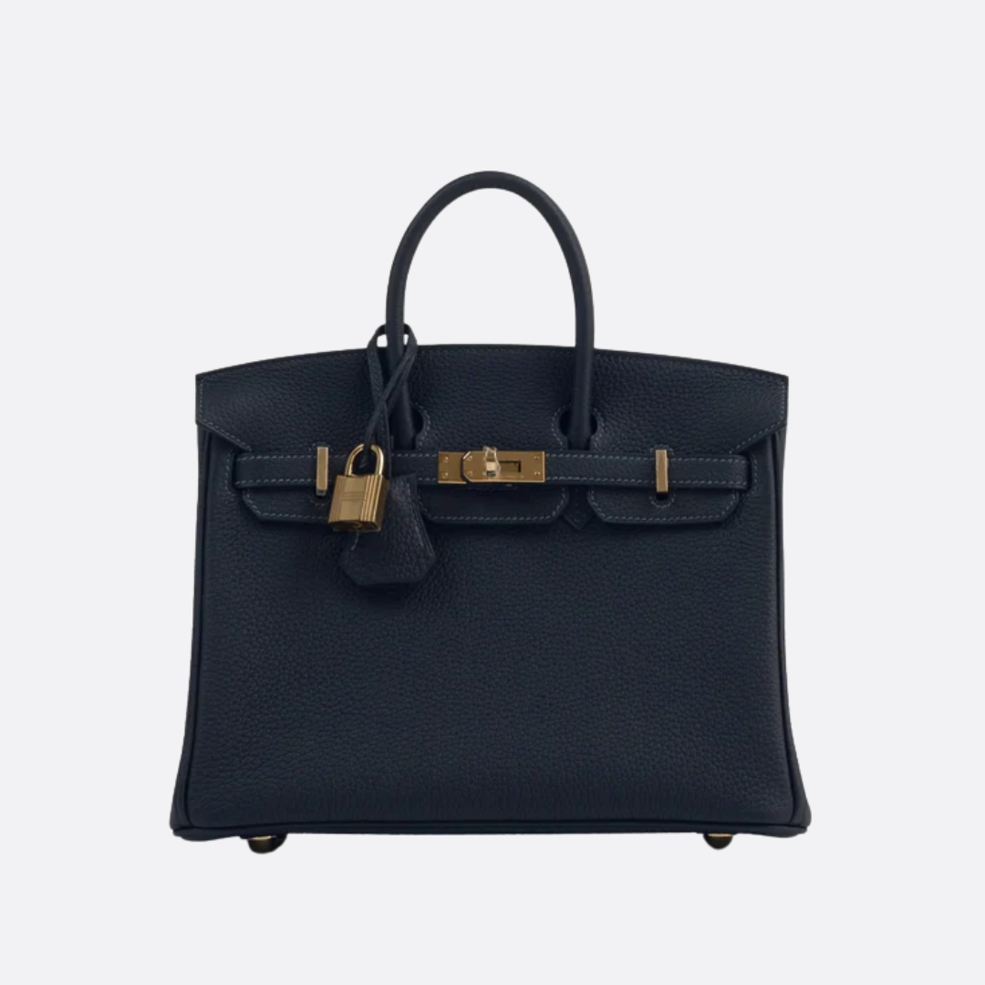 HERMÈS BIRKIN 25 HSS CRAIE/GRIS TOURTERELLE DE TOGO-CUERO CON CEPILLADO DORADO HERRAJES