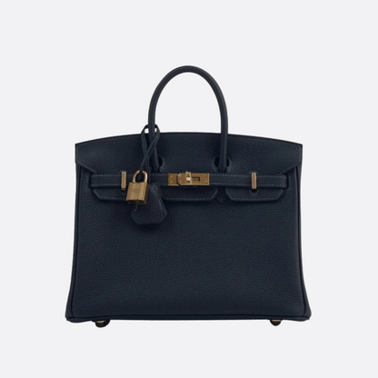 HERMÈS BIRKIN 25 HSS CRAIE/GRIS TOURTERELLE DE TOGO-CUERO CON CEPILLADO DORADO HERRAJES