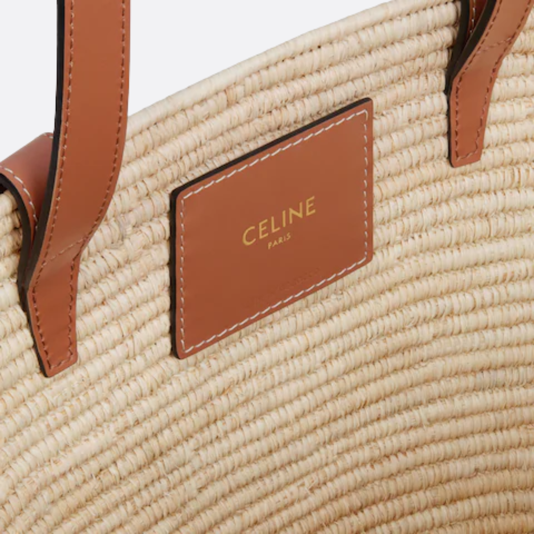 CELINE KLASSISCHER PANIER-CANASTA EN CHICA CON TRENZADO TRIOMPHE DE RAFIA Y CUERO DE TERNERA