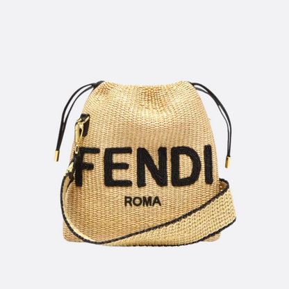 FENDI SACK SMALL TEJIDA BOLSO DE PAJA EN BEIGE