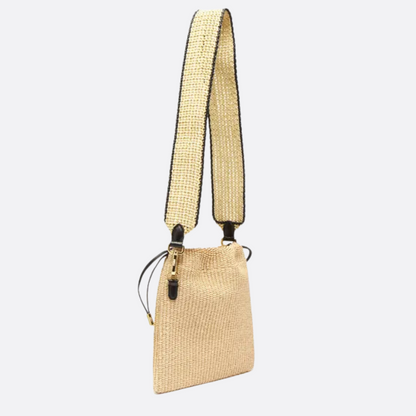 FENDI SACK SMALL TEJIDA BOLSO DE PAJA EN BEIGE