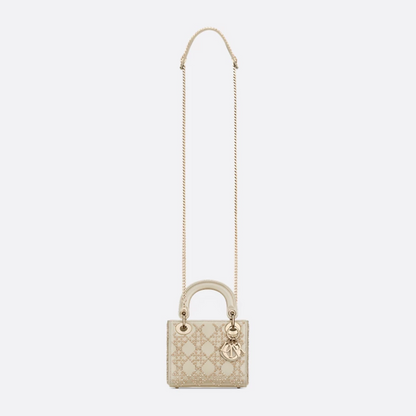 MINI LADY DIOR CON BORDADO DE PERLAS