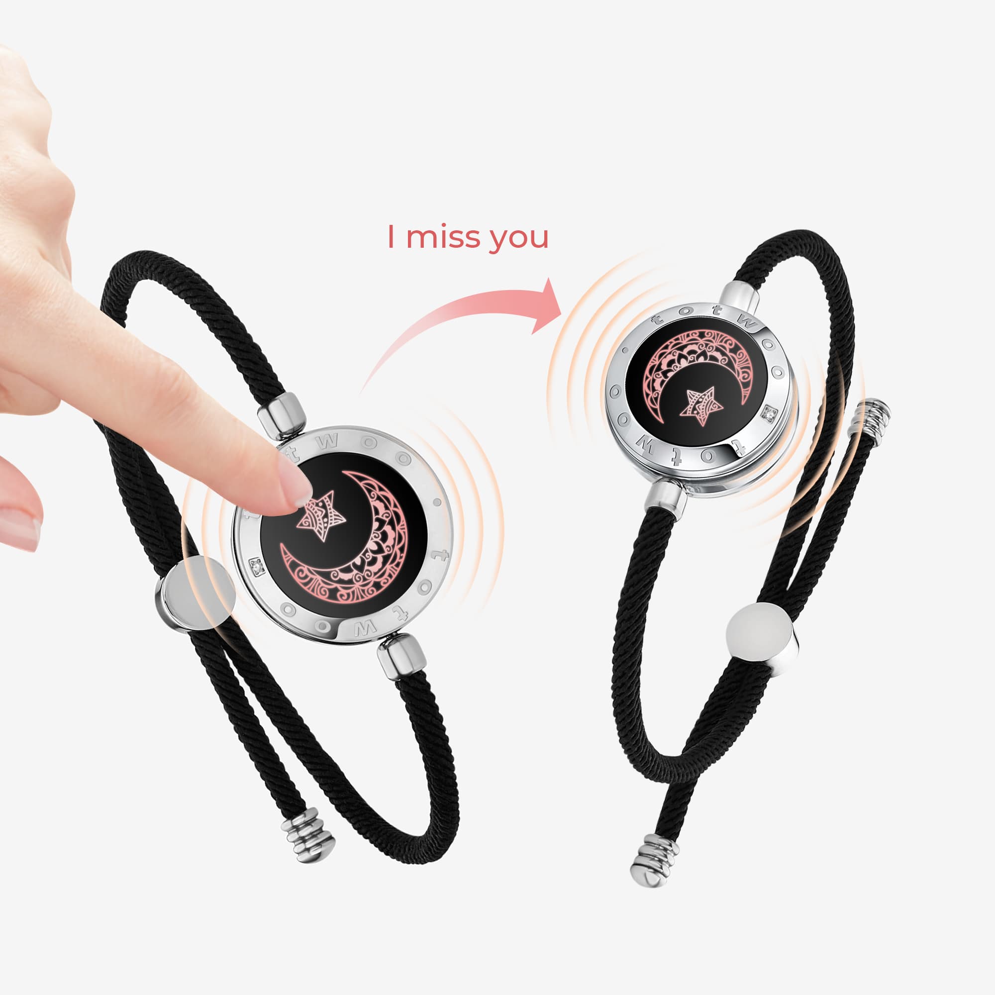 Sun & Moon Touch Bracelets with Milan Rope (Black+Black)