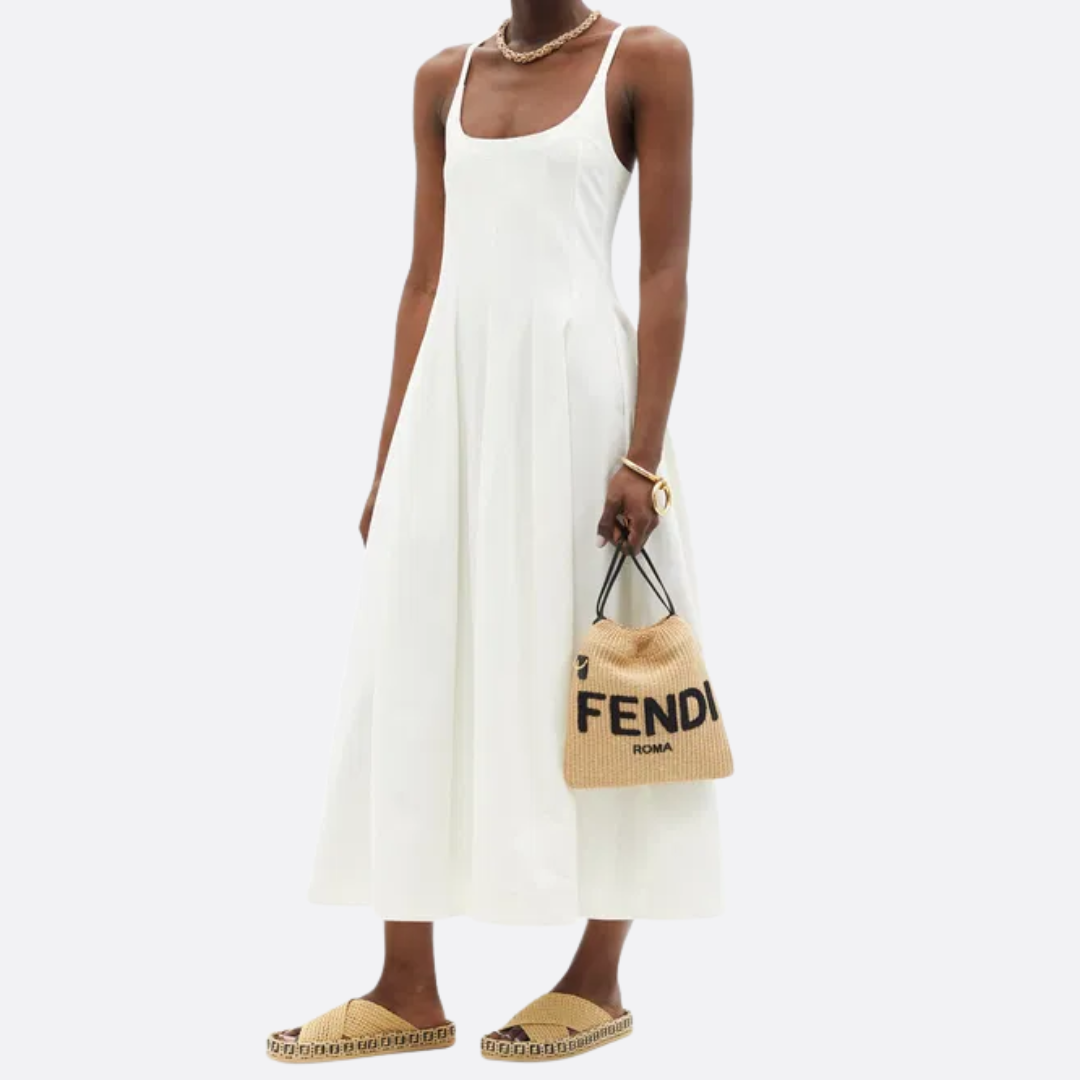 FENDI SACK SMALL TEJIDA BOLSO DE PAJA EN BEIGE