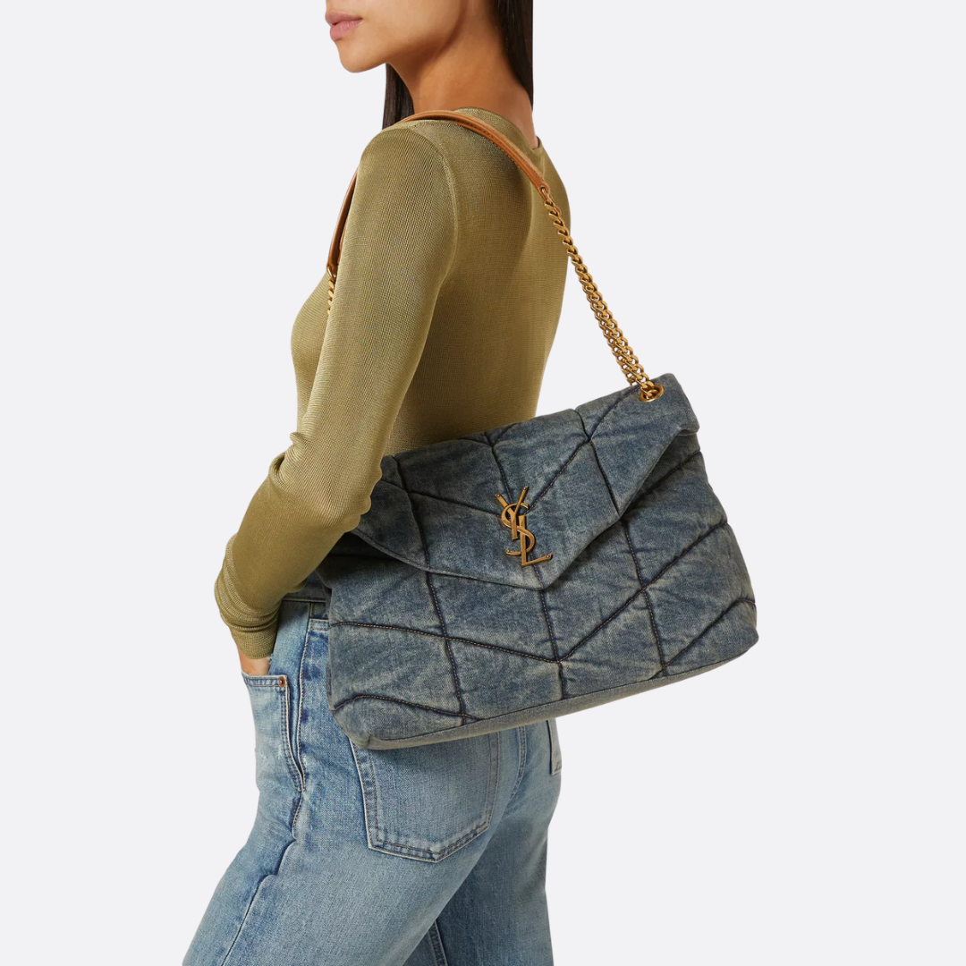 LOULOU PUFFER CARTERA DE GESTEPPTEM VINTAGE-DENIM