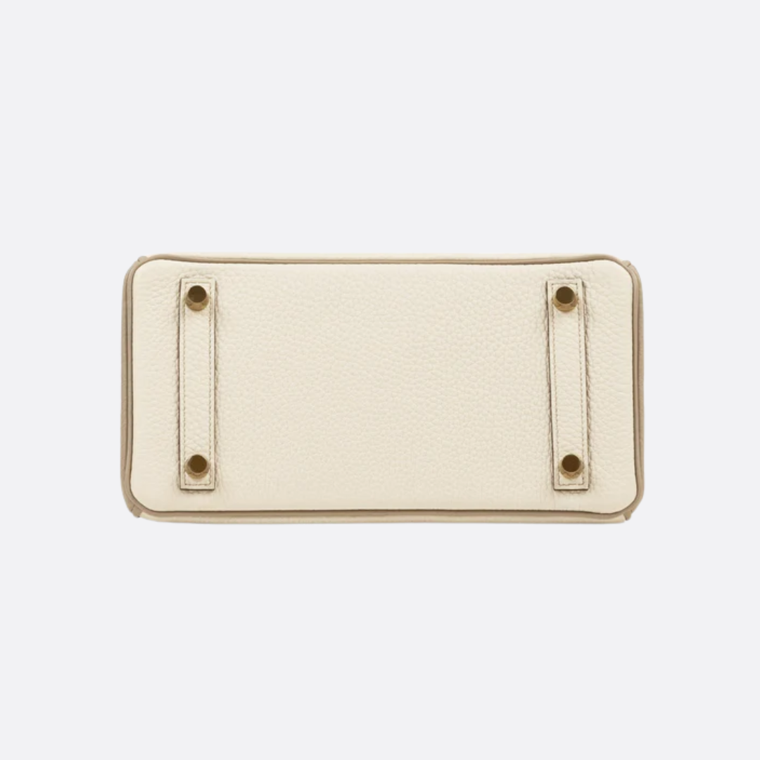 HERMÈS BIRKIN 25 HSS CRAIE/GRIS TOURTERELLE DE TOGO-CUERO CON CEPILLADO DORADO HERRAJES