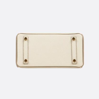 HERMÈS BIRKIN 25 HSS CRAIE/GRIS TOURTERELLE DE TOGO-CUERO CON CEPILLADO DORADO HERRAJES