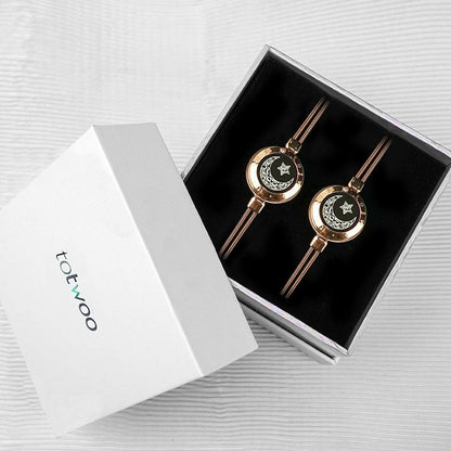 Moon & Moon Touch Bracelets with Snake Chain (Rose Gold+Rose Gold)
