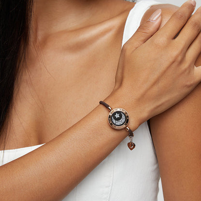 Sun & Moon Touch Bracelets with Milan Rope (Black+Brown)